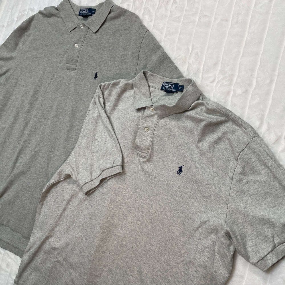 Vtg Polo Ralph Lauren 2 Gray Polo Shirts Men’s Size XL